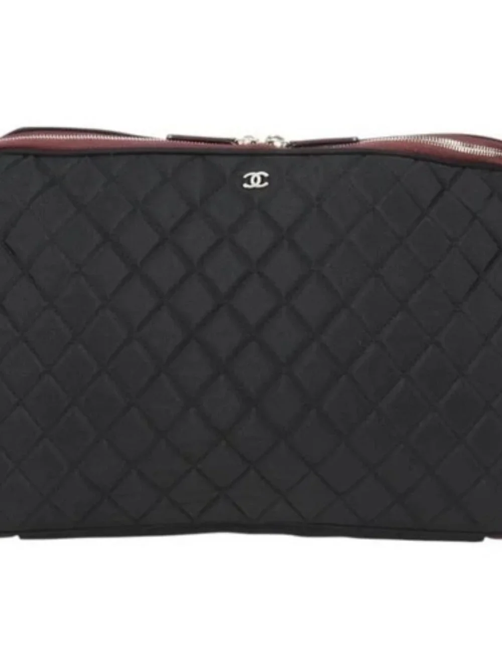 CHANEL Matelasse PC Case Nylon Black Silver CC Auth 121516M